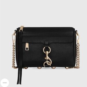 Rebecca Minkoff Mini M.A.C. Crossbody Bag in Black Leather with Gold Hardware